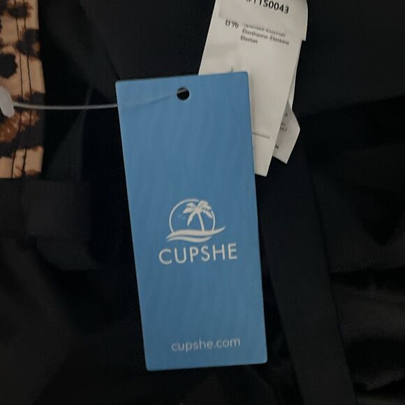 New CUPSHE Brown & Black Leopard Print XL One Piece Swimsuit NWT Ties in Back - Picture 8 of 9